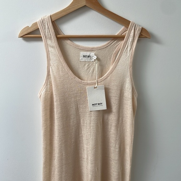 NWT Notshy the hottest cashmere linen maxi dress beach cover, peach cream XS - Picture 6 of 12